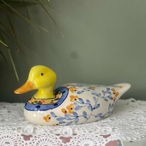 Vintage Hand-Painted Ceramic Duck Figurine